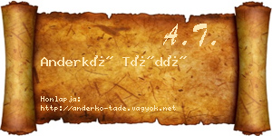 Anderkó Tádé névjegykártya